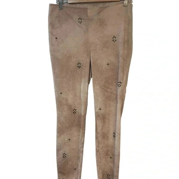 Free People faux suede mauve/brown leggings embellished EUC guessing Size L - Picture 1 of 11